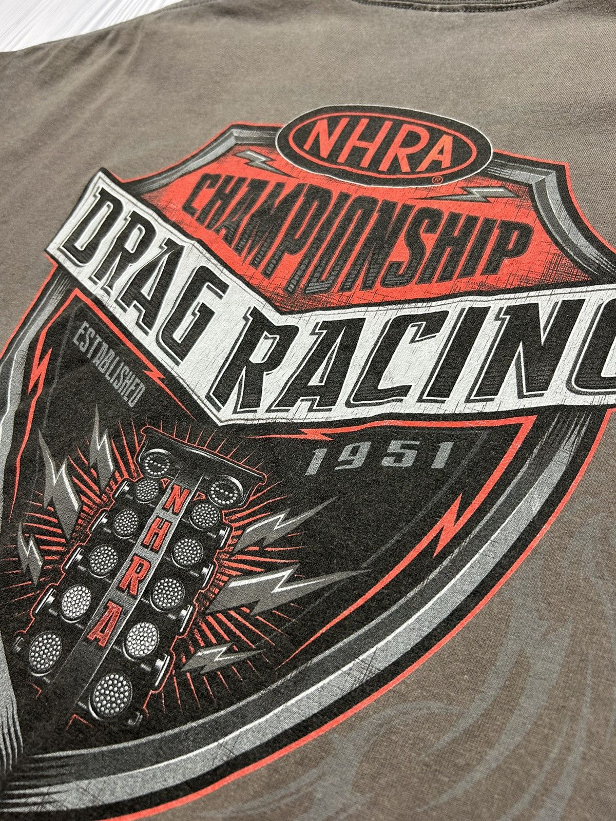 Vintage Vintage 90s NHRA Championship Drag Racing T-Shirt Size US XXL / EU 58 / 5 - 5 Thumbnail