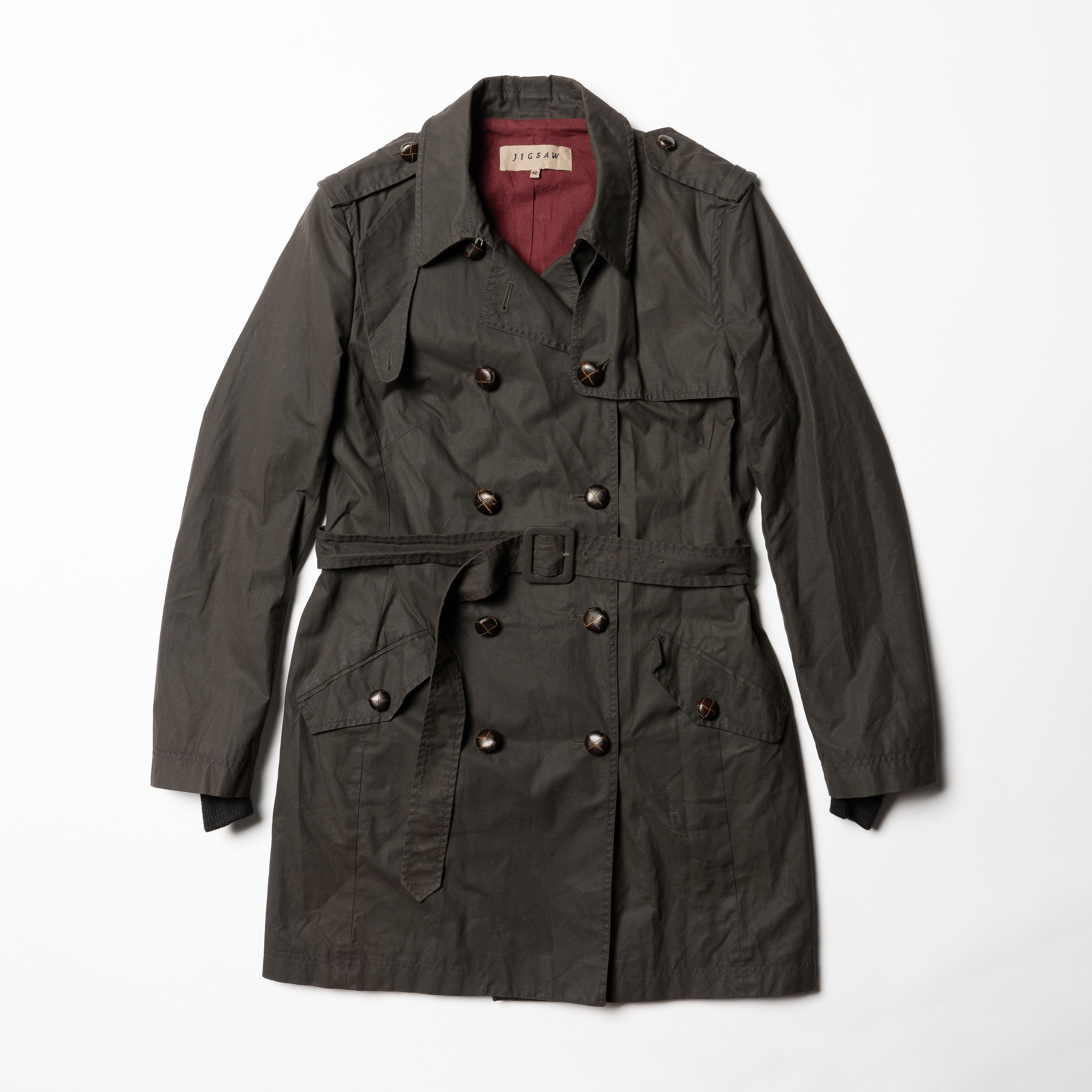 Jigsaw 🔴JIGSAW British Millerain Waxed Cotton Trench Coat Size L / US 10 / IT 46 - 1 Thumbnail