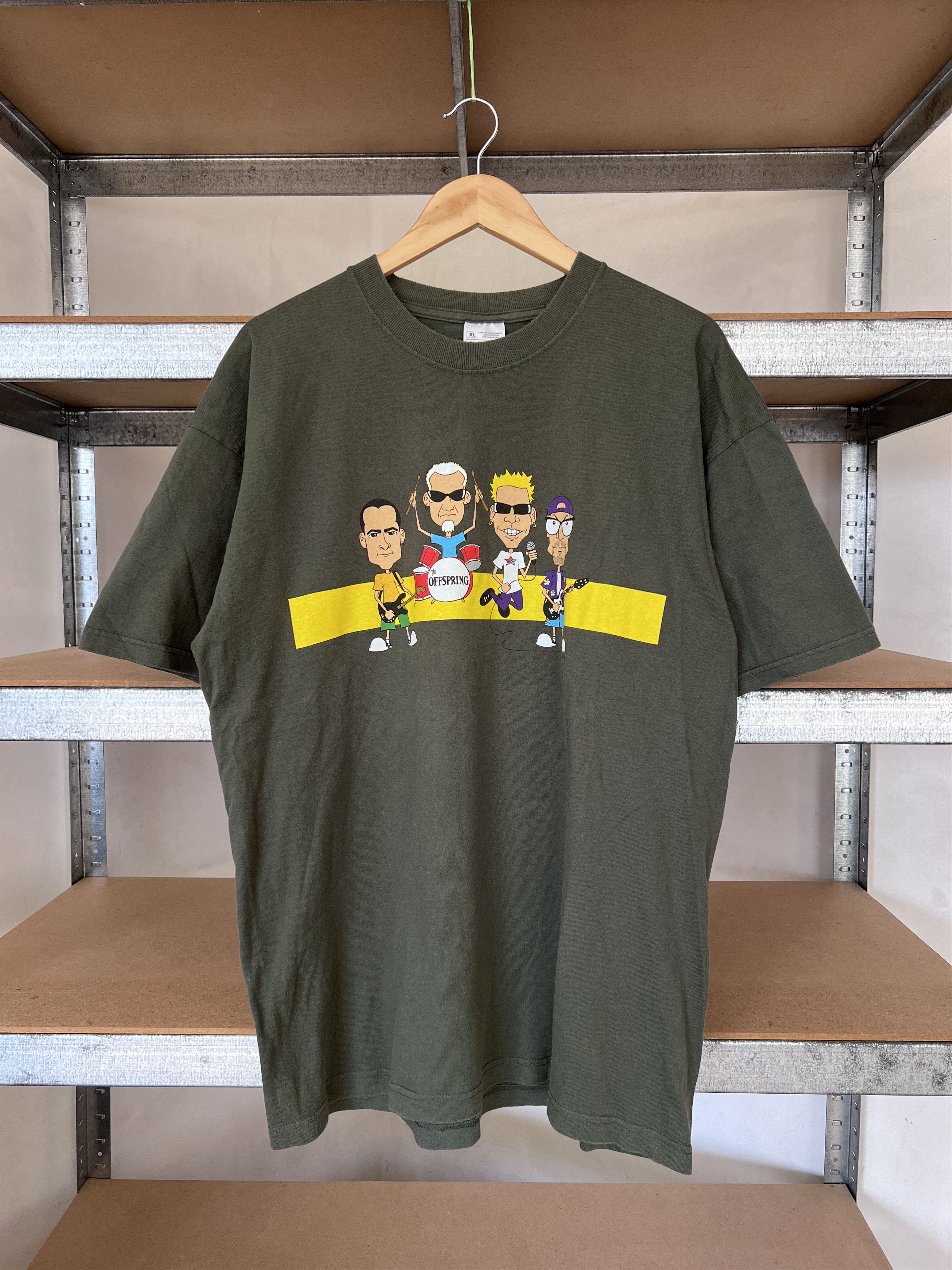 image of Band Tees x Rock T Shirt The Offspring 2000 Vintage Punk Rock Band Tee in Olive, Men's (Size XL)