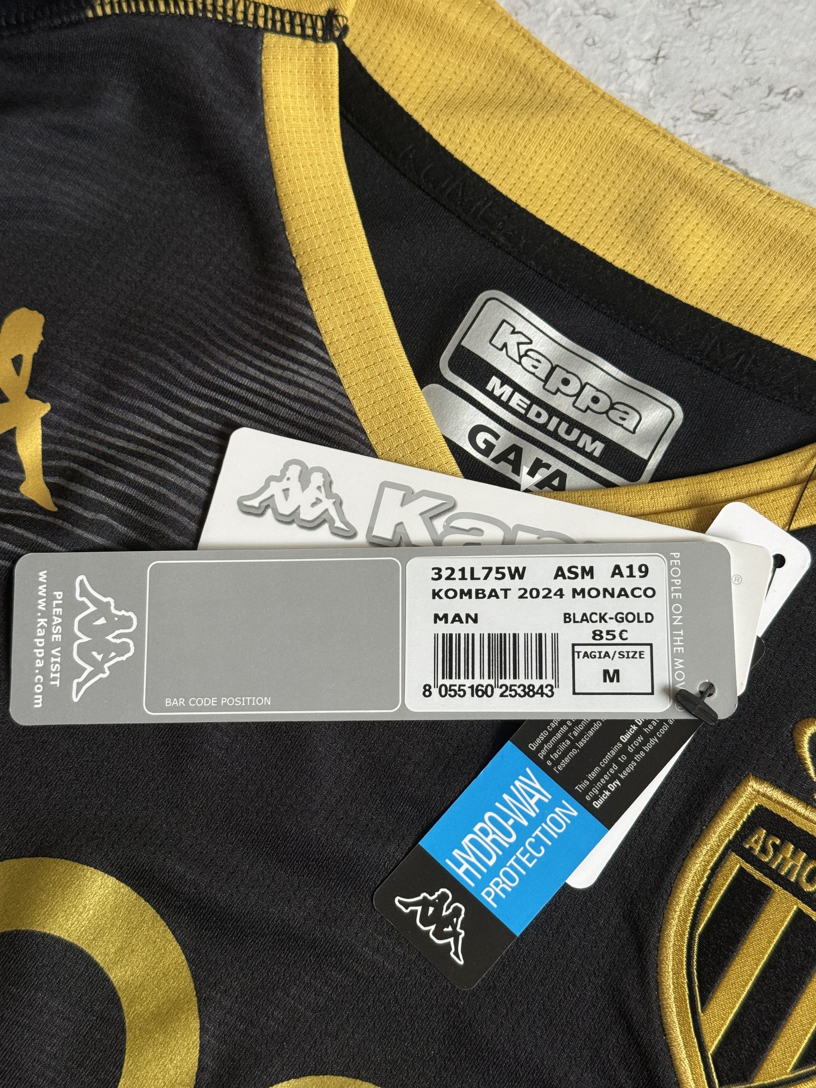 Kappa AS Monaco 2023/2024 Away Jersey Shirt Black Gold Kappa M Size US M / EU 48-50 / 2 - 4 Thumbnail