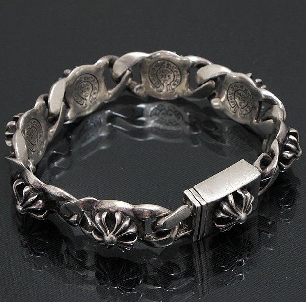 image of Chrome Hearts Cross Ball Link Bracelet in Silver, Men's