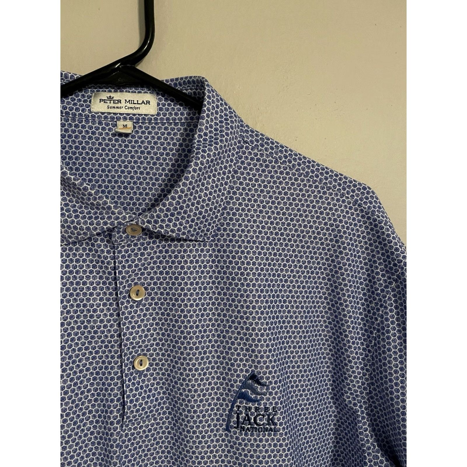 Peter Millar Peter Millar Summer Comfort Polo Shirt - Men's M Short Sleeve Blue Geometric Golf Shirt Size US M / EU 48-50 / 2 - 2 Thumbnail
