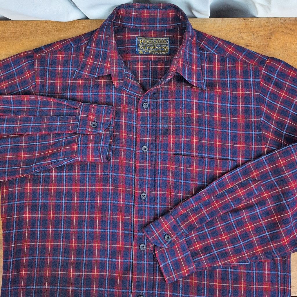 Pendleton × Vintage Vintage Men's Sir Pendleton Dense Knit Plaid Shirt Medium Size US M / EU 48-50 / 2 - 1 Thumbnail