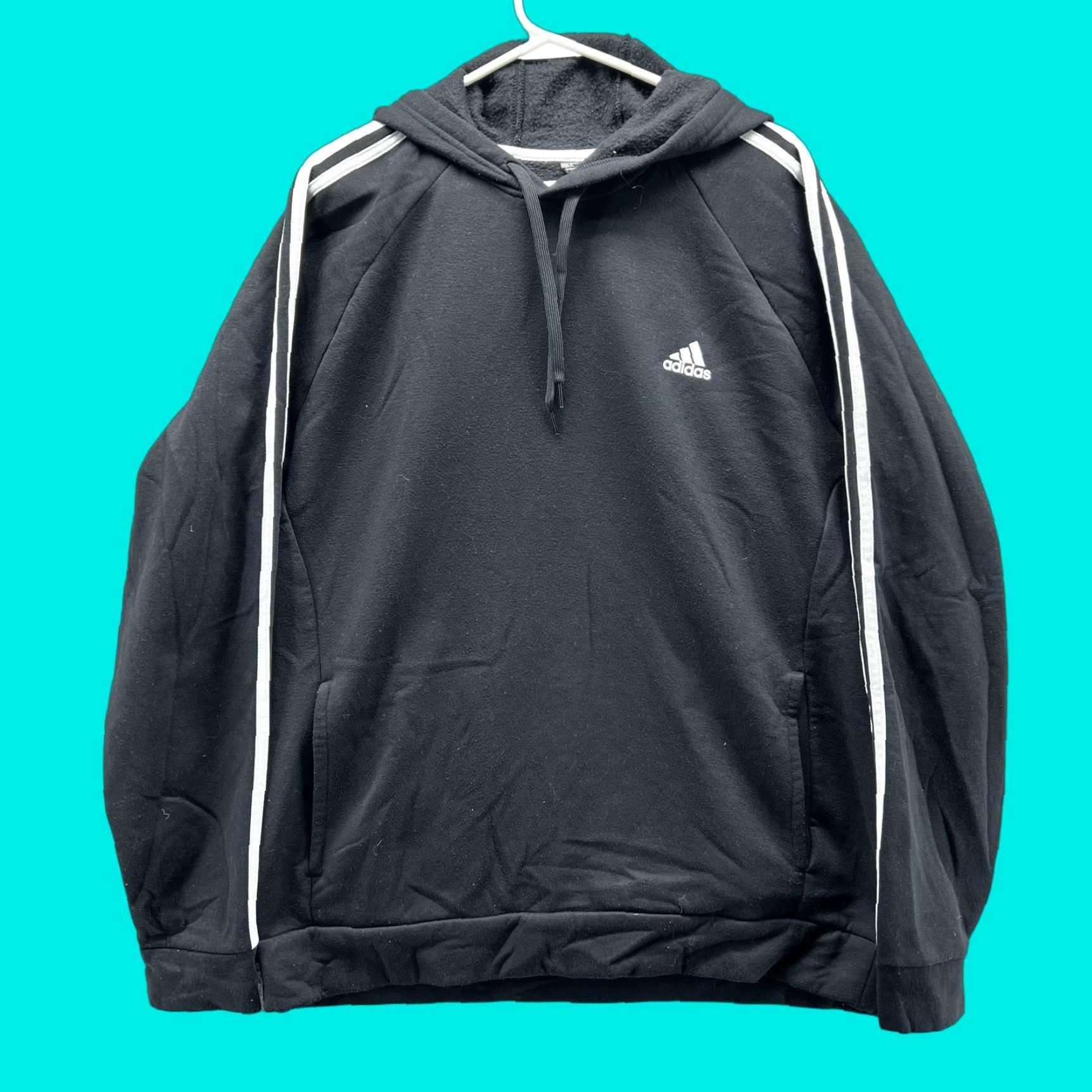Adidas Adidas Hoodie Mens XL Black Primegreen 3 Stripes Pullover Fleece Sweatshirt Size US XL / EU 56 / 4 - 1 Thumbnail