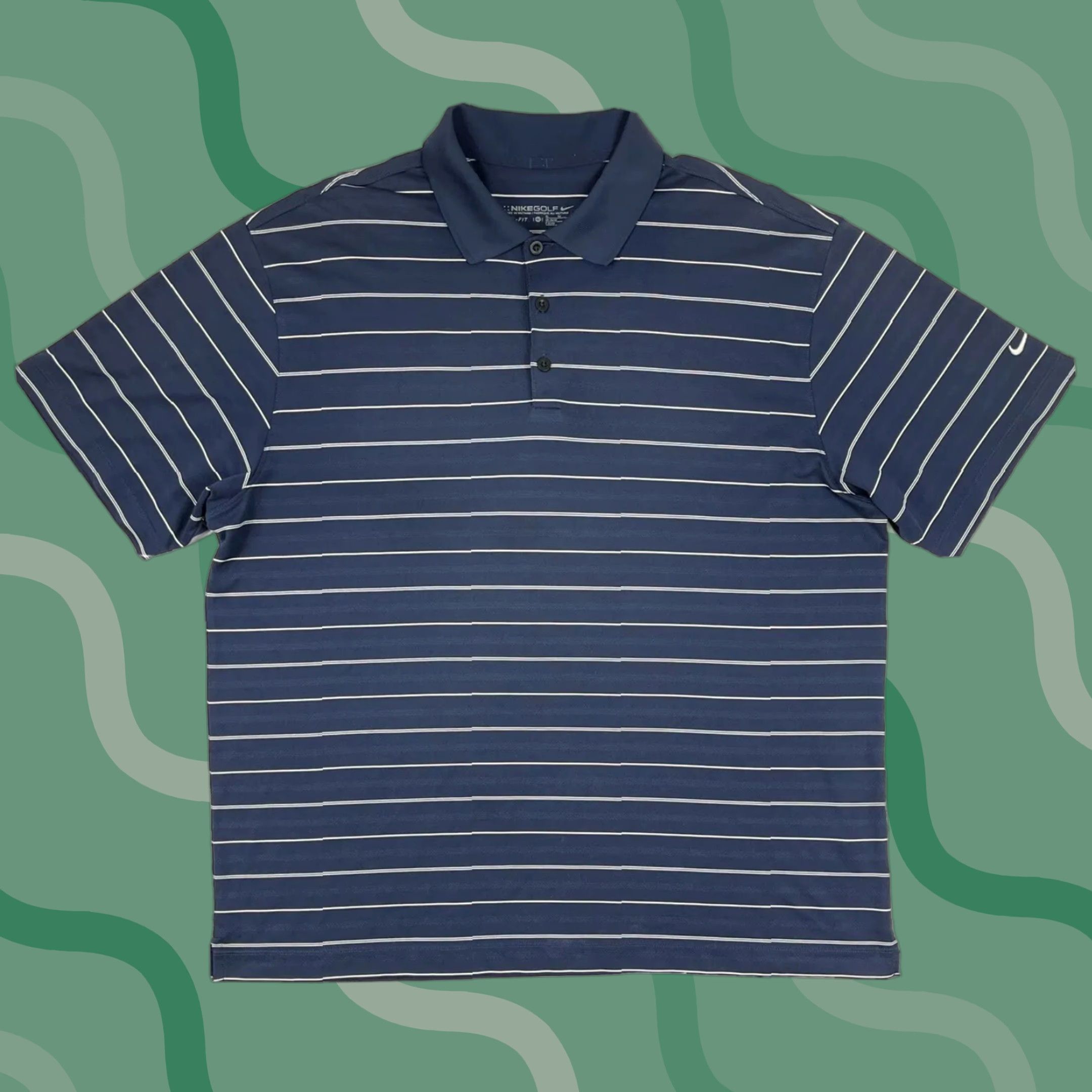 Nike Nike Dri-Fit Polo Shirt Men XL Navy Blue Striped Lightweight Golf Collared Logo Embroidered Short Sleeve Regular Knit Polyester Size US XL / EU 56 / 4 - 1 Thumbnail