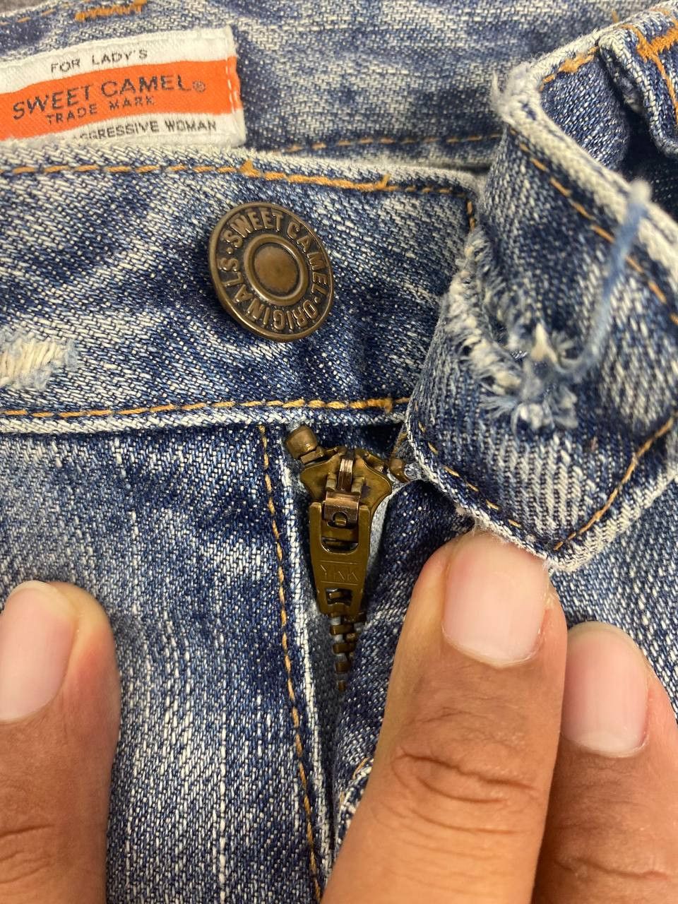 Japanese Brand sweet camel low bootcut denim nice design Size 31" - 13 Thumbnail