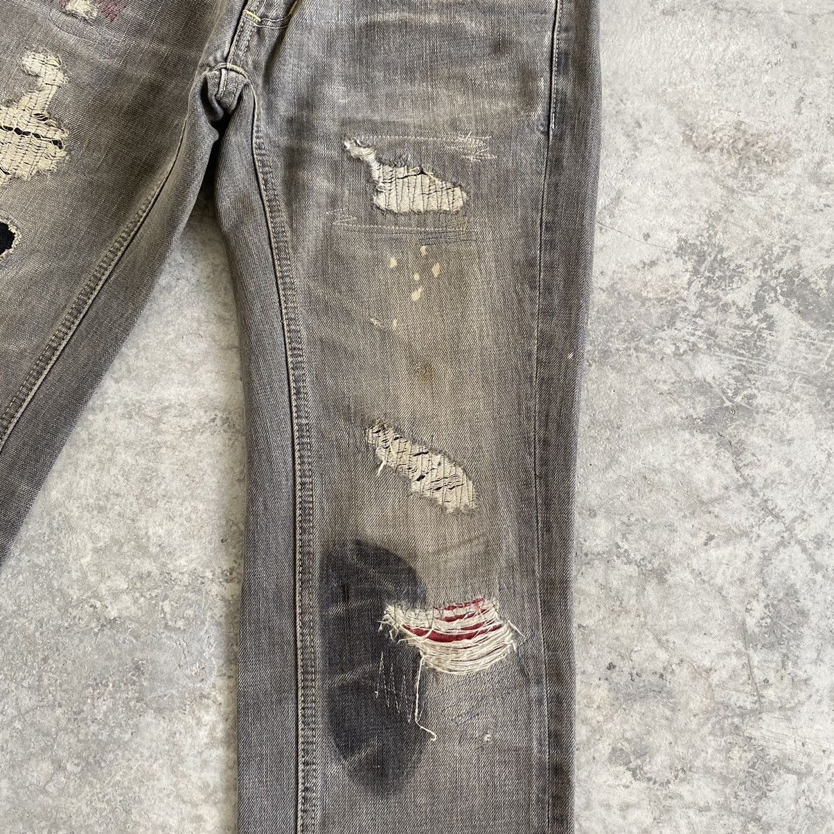 Japanese Brand Vintage Vibgyor Ash Grey Reworked Repaired Jeans Size US 28 / EU 44 - 6 Thumbnail