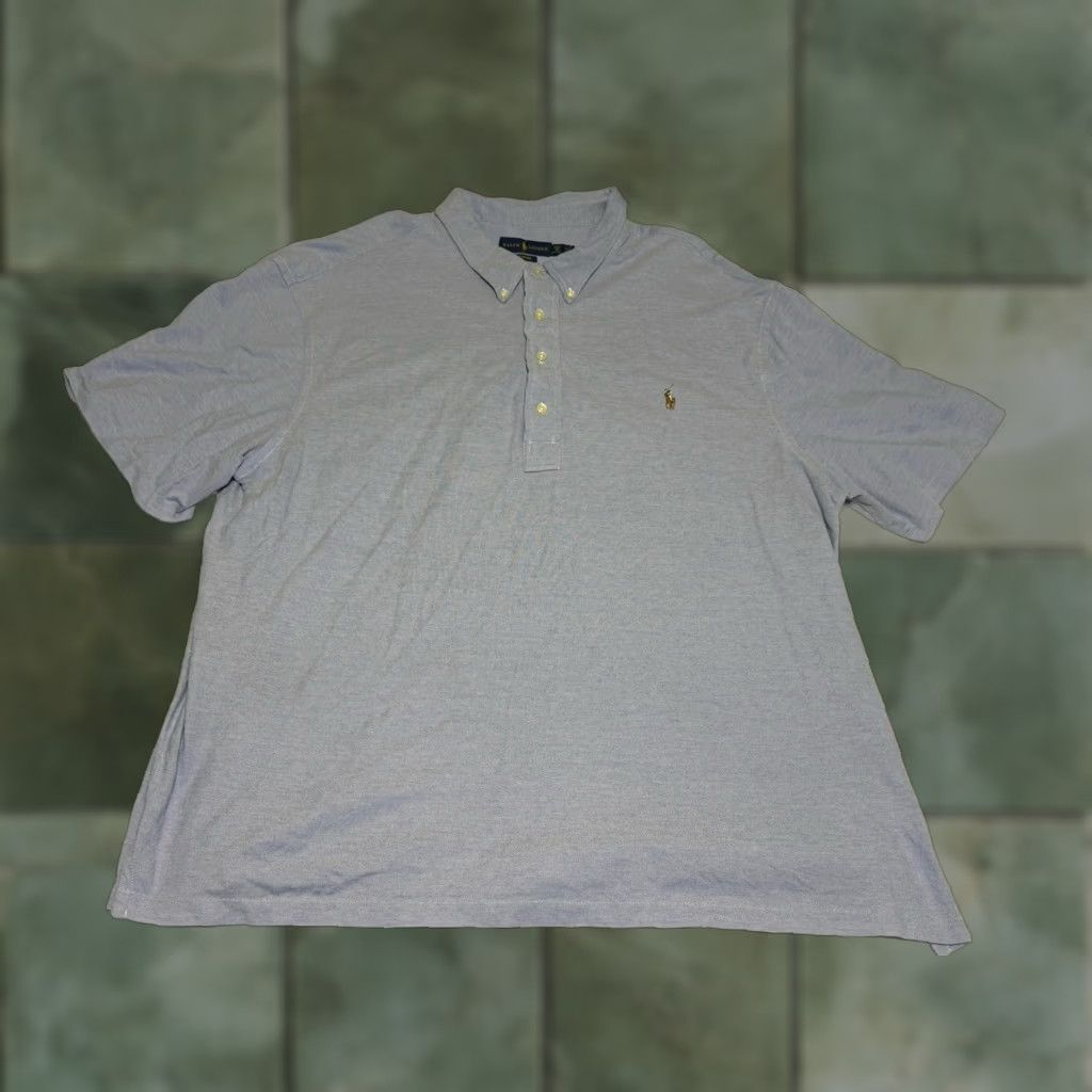 Polo Ralph Lauren Ralph Lauren Polo Shirt Mens 3XB Blue Button Down Knit Oxford Cotton Size US XXL / EU 58 / 5 - 1 Thumbnail