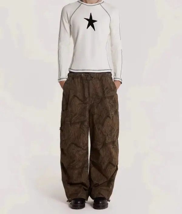VIBE Retro leaf pattern workwear drawstring casual trousers Size US 34 / EU 50 - 3 Thumbnail