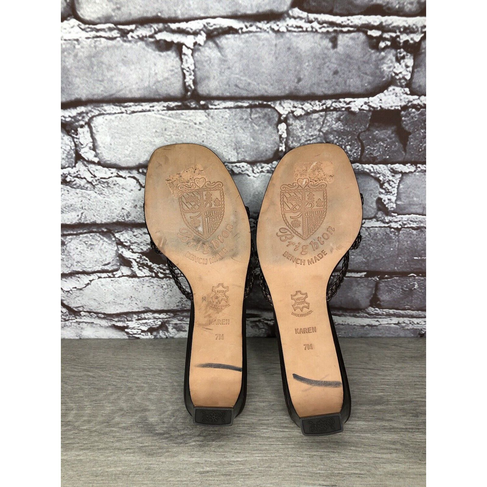 Brighton Brighton Karen Brown Copper Woven Leather Slide Heel Sandals Size US 7 / IT 37 - 9 Thumbnail