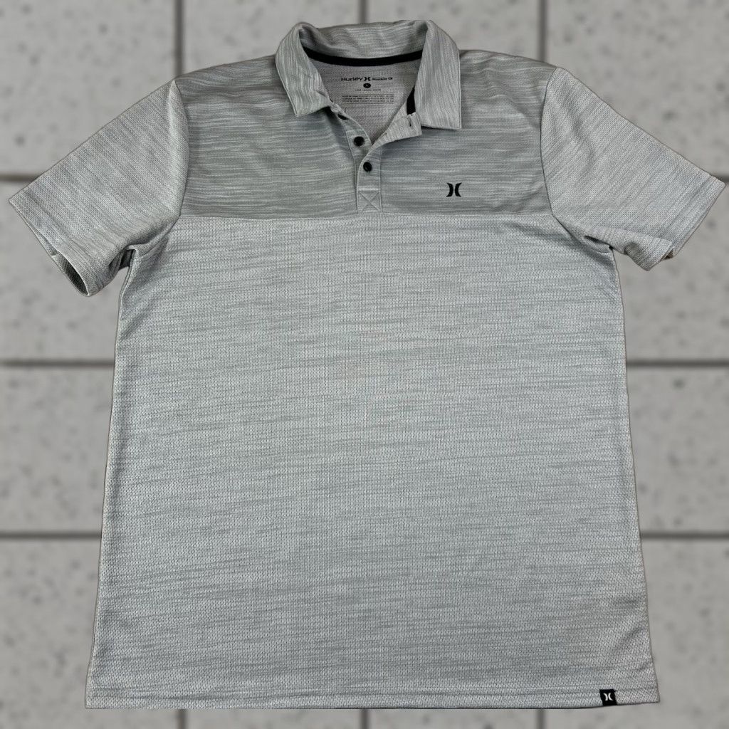 Hurley Hurley Polo Shirt Mens L Gray Performance Golf Activewear Striped Collared Breathable Moisture Wicking Lightweight Classic Modern Casual Polo Size US L / EU 52-54 / 3 - 1 Thumbnail