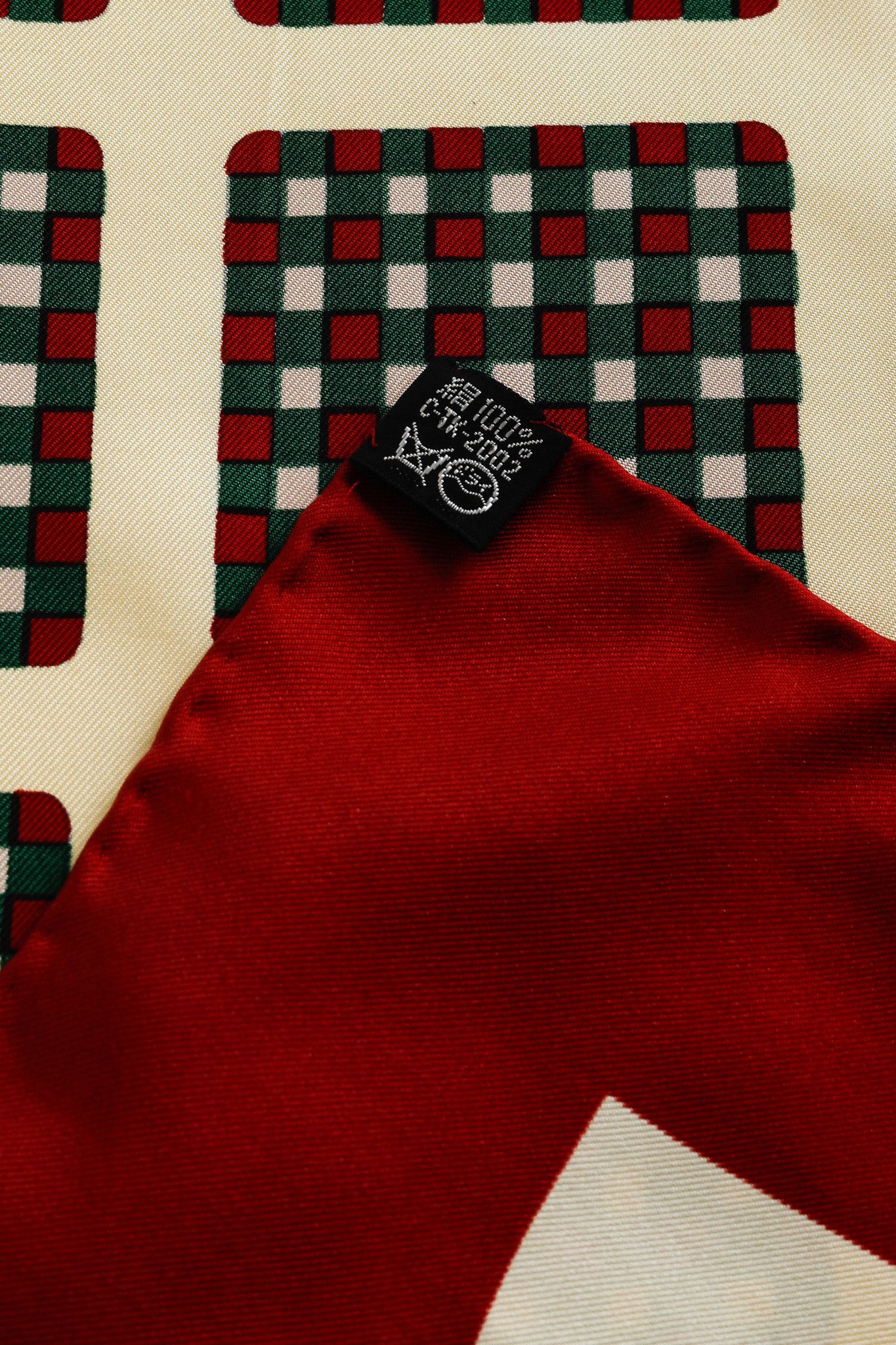 Yves Saint Laurent Yves Saint Laurent Vintage Silk Red Green Grid Scarf Size ONE SIZE - 5 Thumbnail