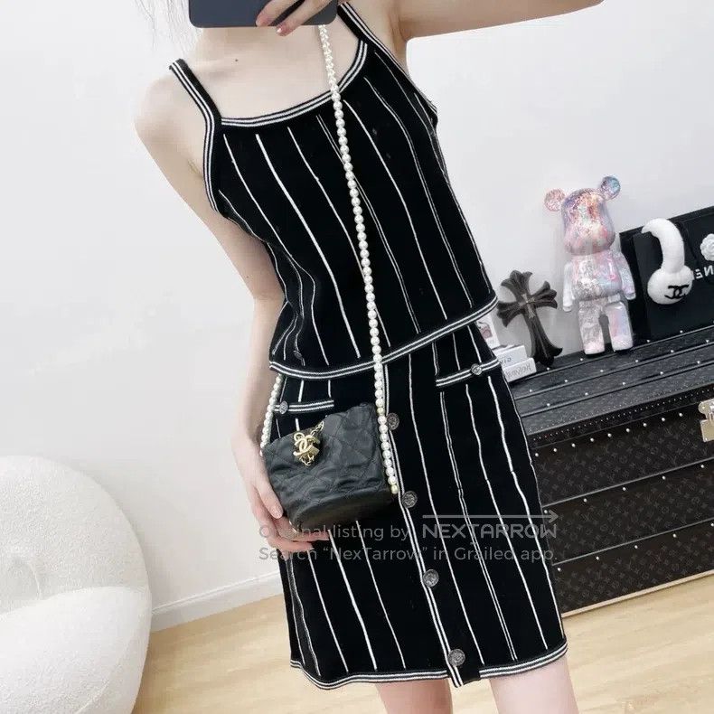 Chanel Chanel Striped logo short cashmere suspenders Size XS / US 0-2 / IT 36-38 - 7 Thumbnail