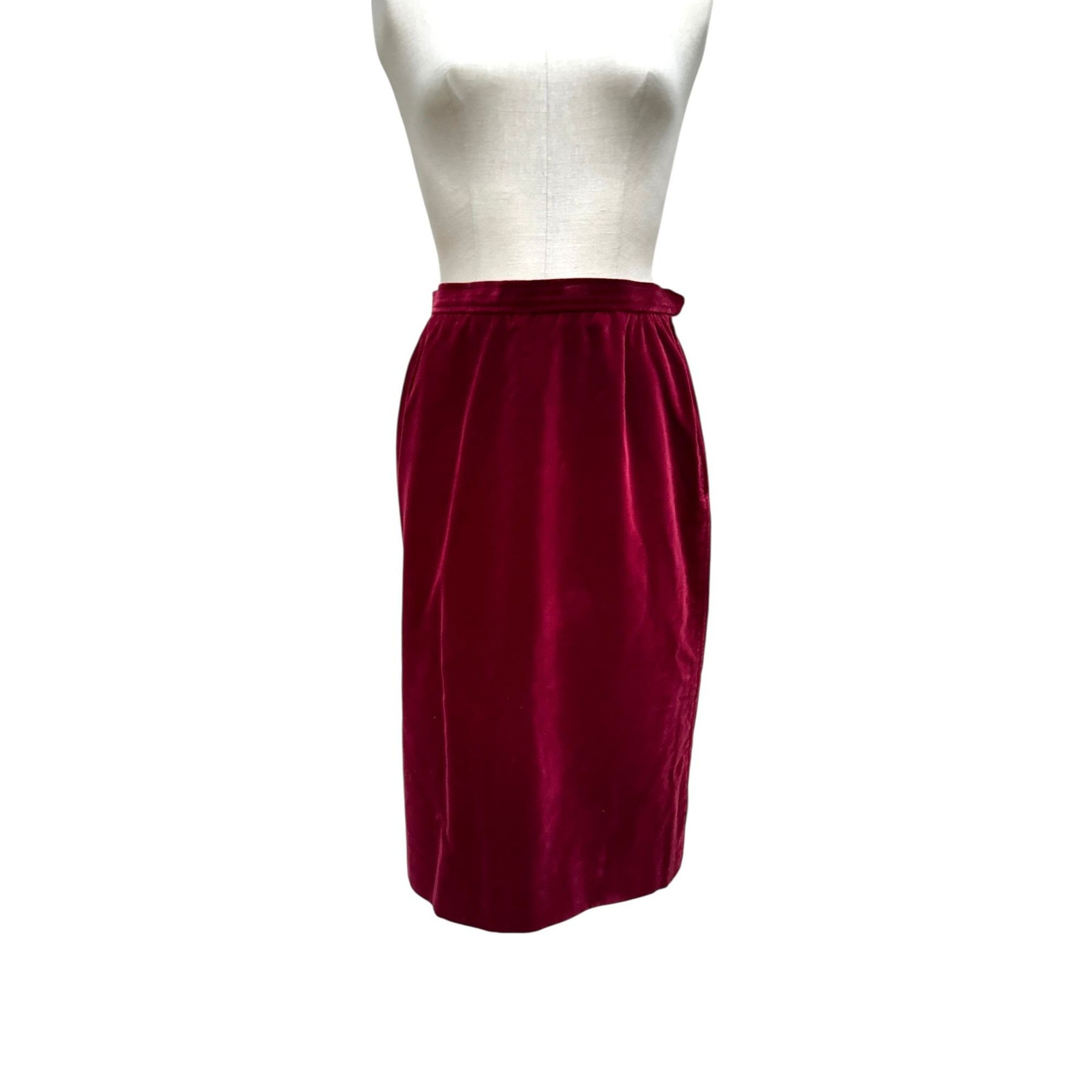 Yves Saint Laurent FW 1976 Russian Collection Burgundy Velvet Skirt Size 26" / US 2 / IT 38 - 1 Thumbnail