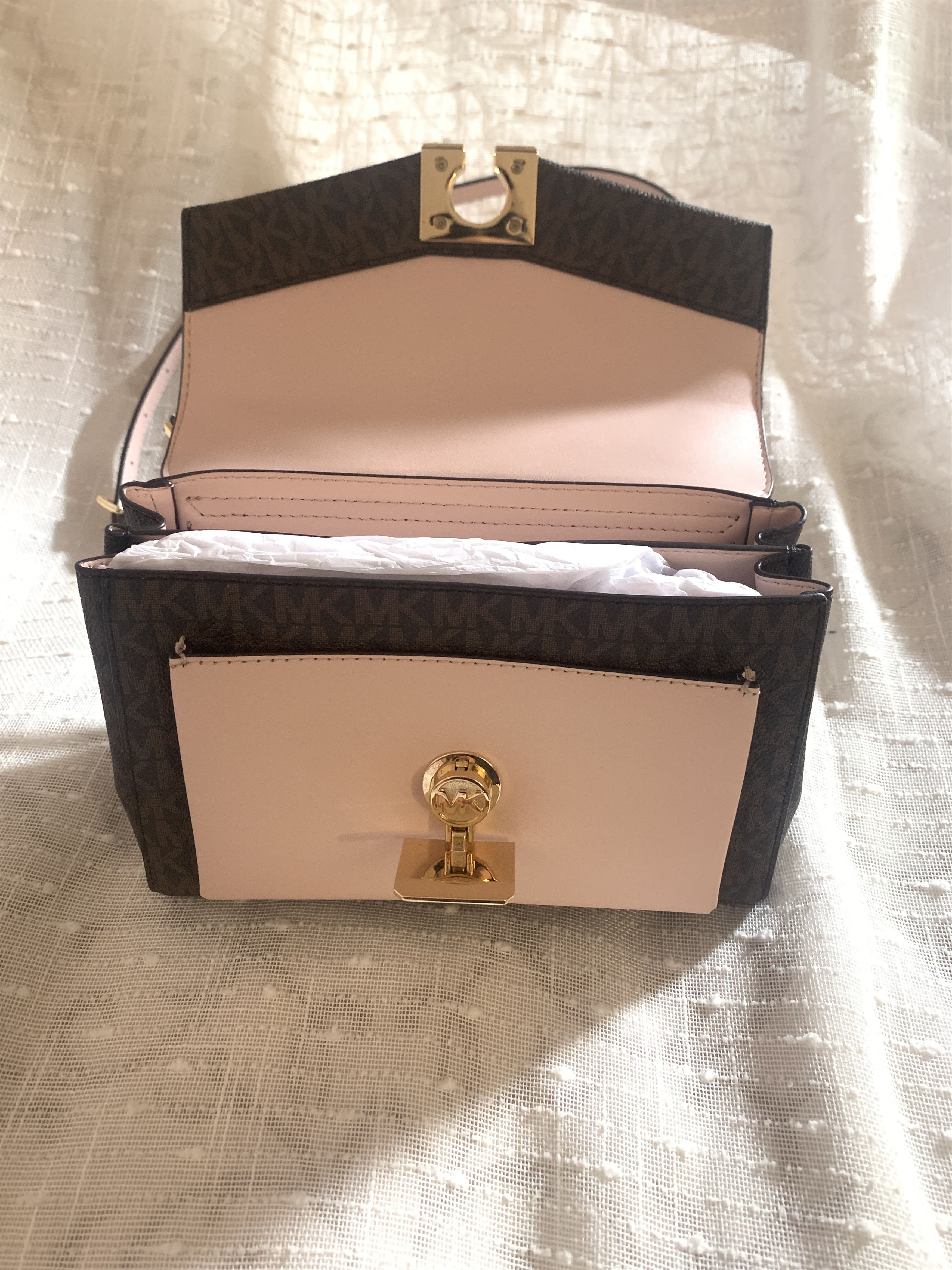 Michael Kors Brand New Lita Medium Two-Tone Logo Crossbody Bag Size ONE SIZE - 6 Thumbnail