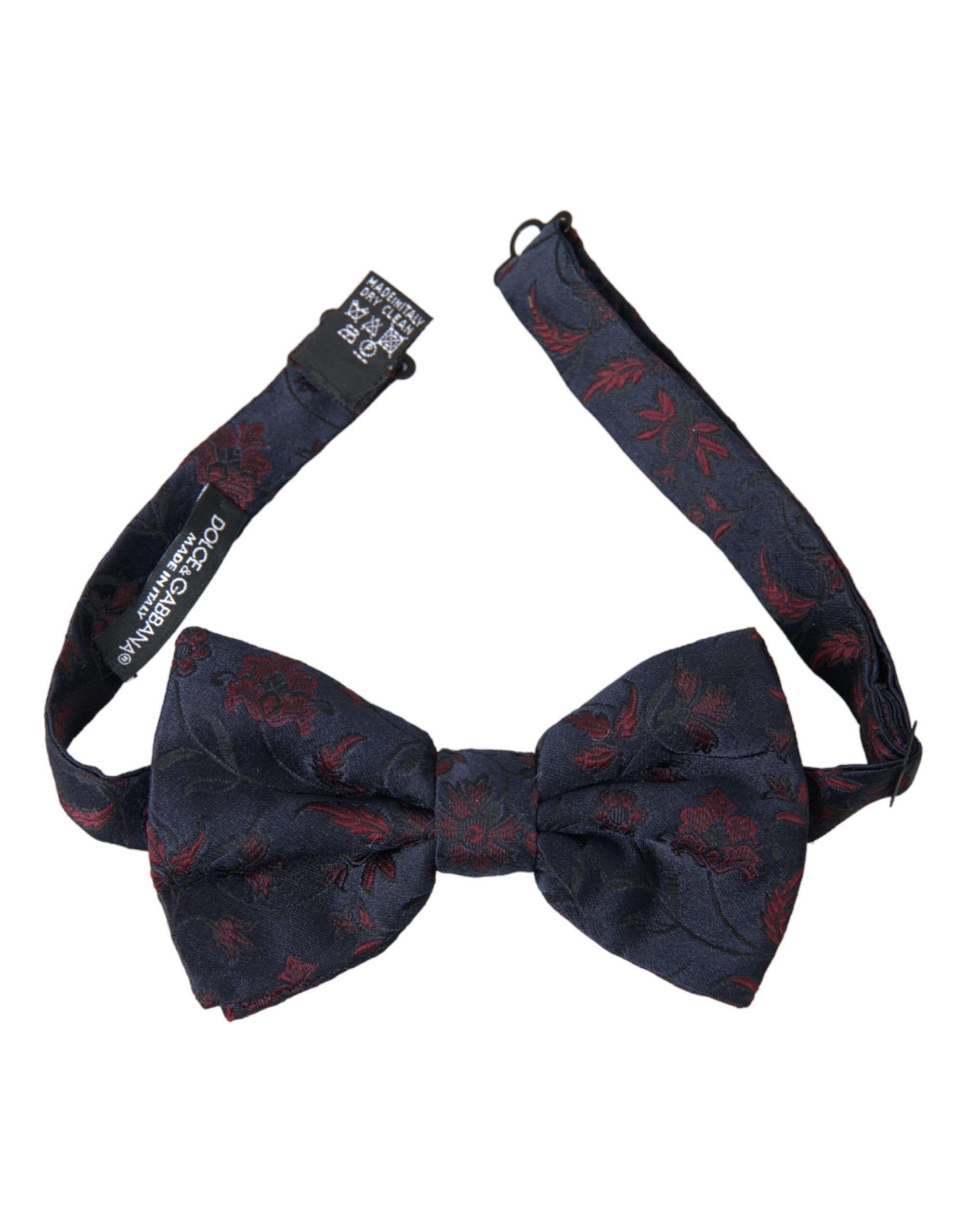 Dolce & Gabbana Blue Floral Brocade Adjustable Neck Men Bow Men's Tie Size ONE SIZE - 1 Thumbnail