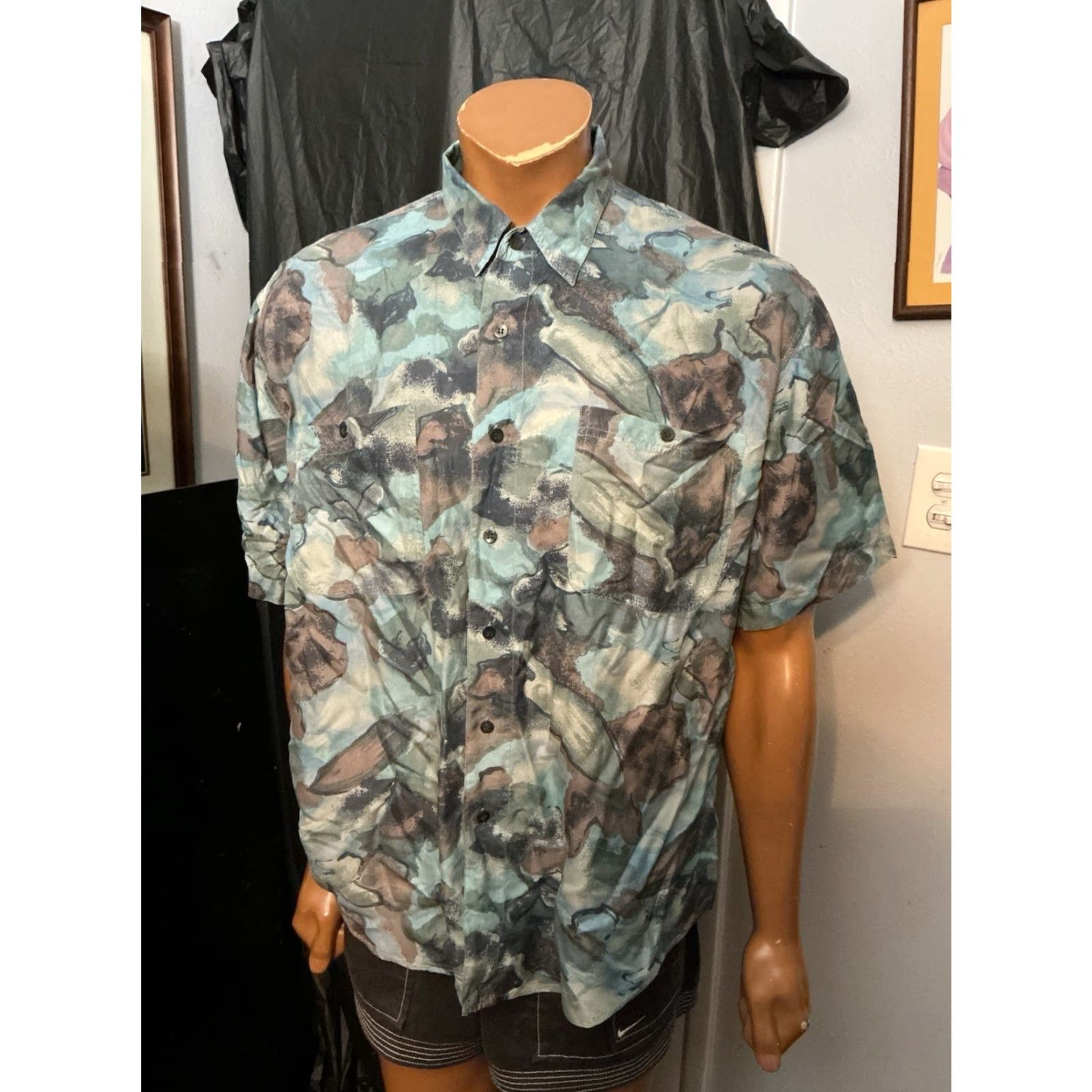 Vintage VINTAGE Se Jolie 100% Silk Shirt LG Large 1990s Print Abstract Button Front S/S Shirt Womens Size US L / EU 52-54 / 3 - 7 Thumbnail