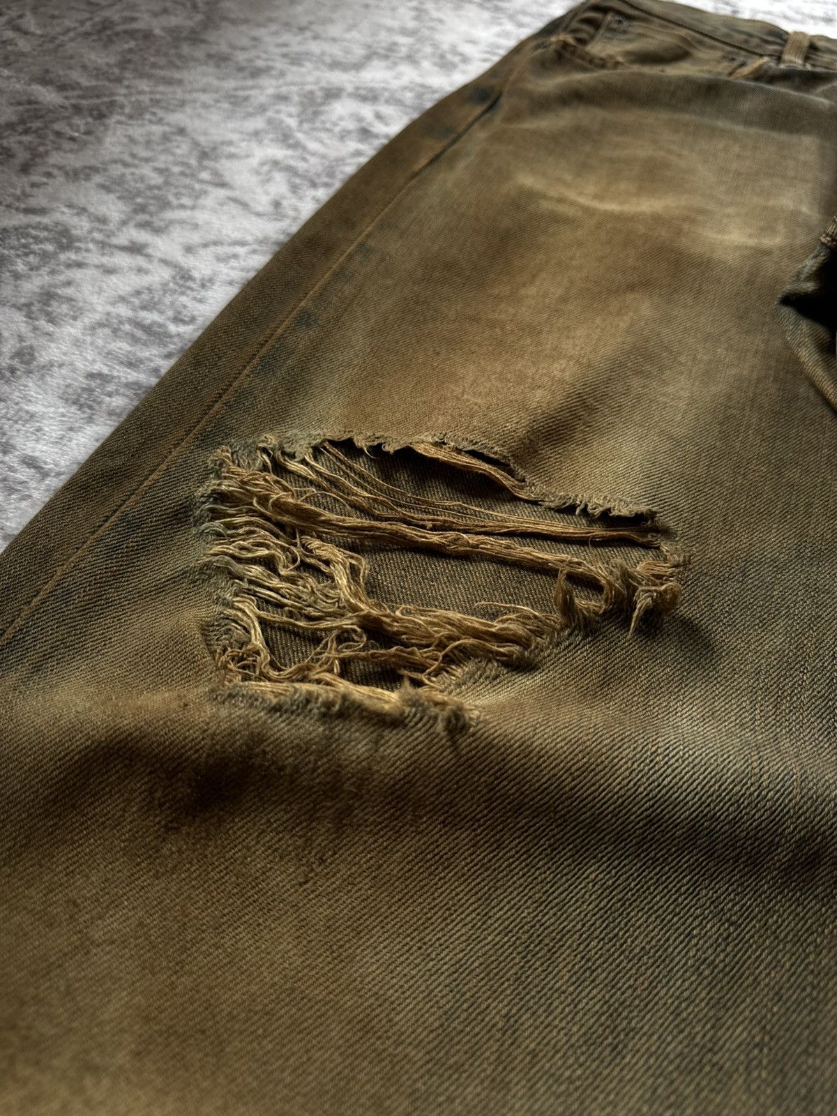 Edwin Edwin 505 OG Type 1 Mud Wash Distressed Selvedge Baggy Jeans Size US 29 - 11 Thumbnail