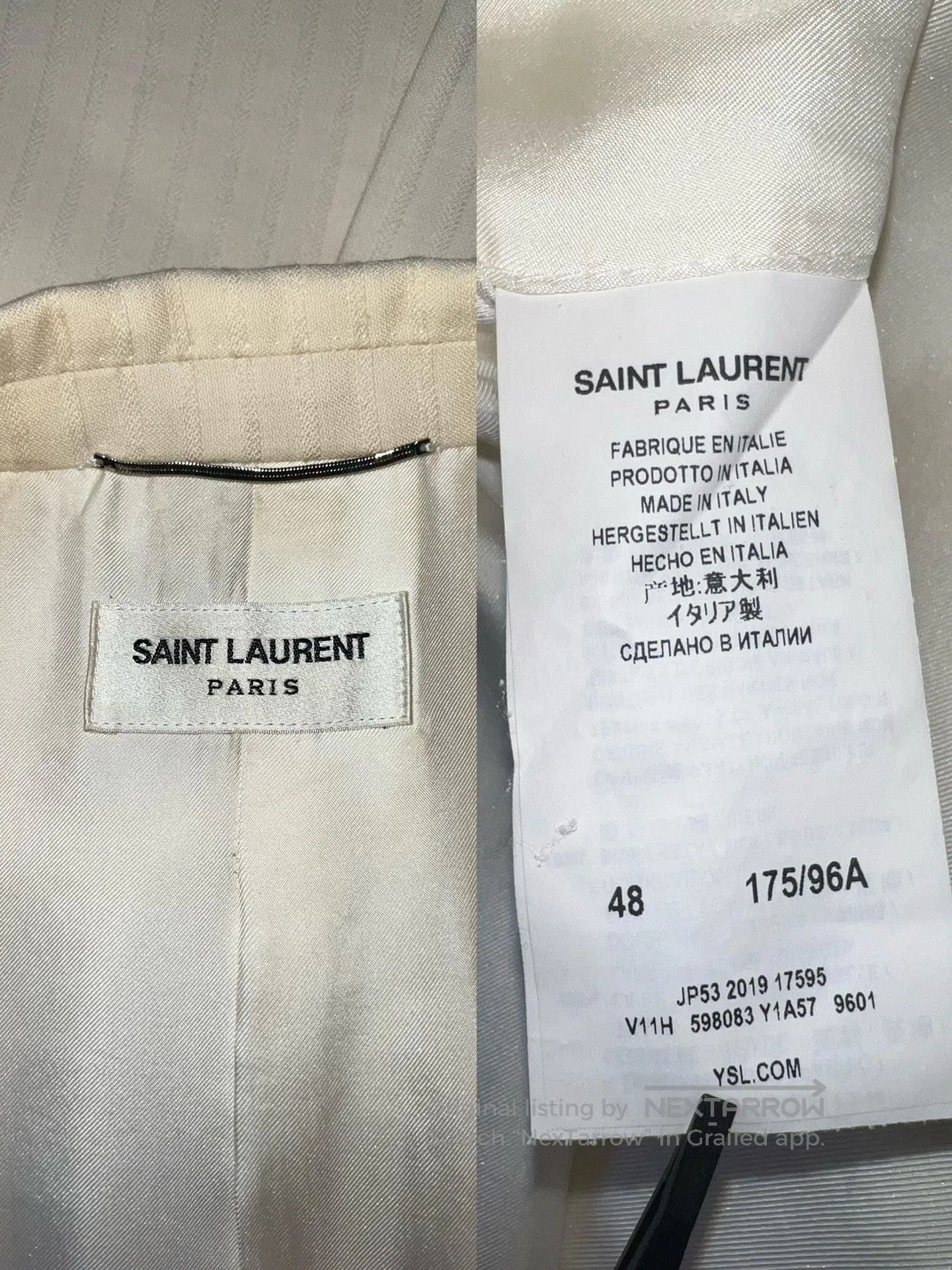 Saint Laurent Paris Saint Laurent Beige Pinstripe Suit. Size US M / EU 48-50 / 2 - 4 Thumbnail