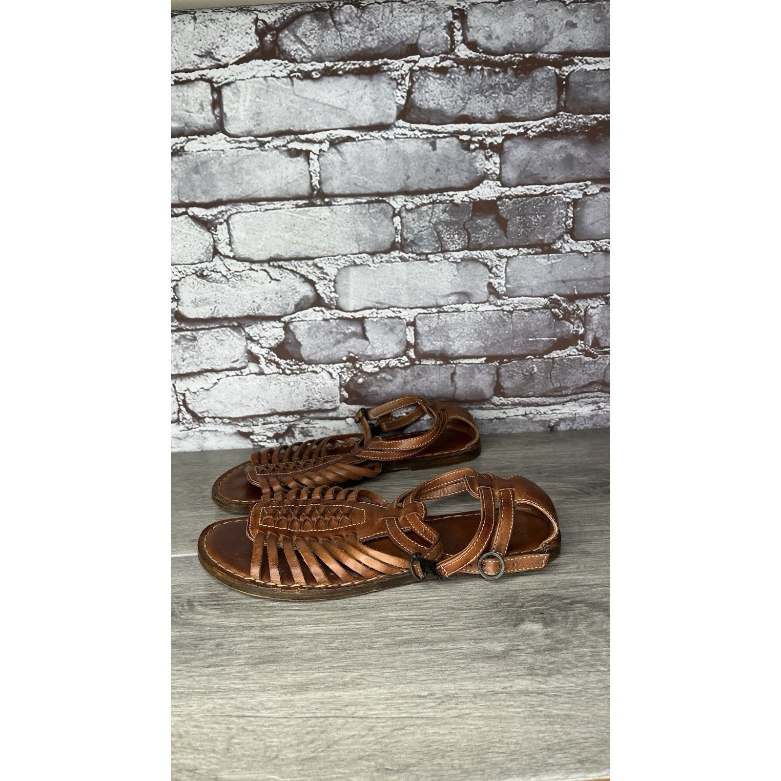 Frye Frye Kayla Brown Leather Huarache Woven Flats Sandals Women’ Size US 8.5 / IT 38.5 - 15 Thumbnail