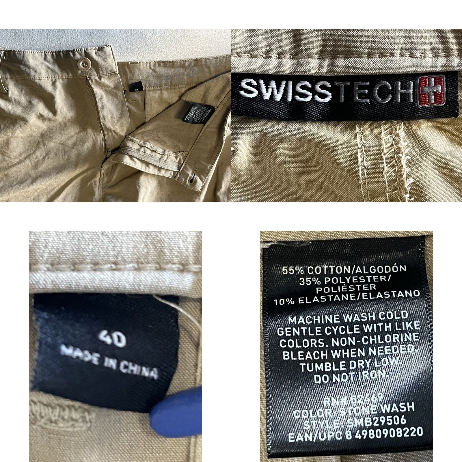 Vintage Swiss Tech Mens Shorts SZ 40 Comfort Waist Breathable Flat Front Brown Chino Pockets Casual Regular Summer Fall Mens Size US 40 / EU 56 - 9 Thumbnail