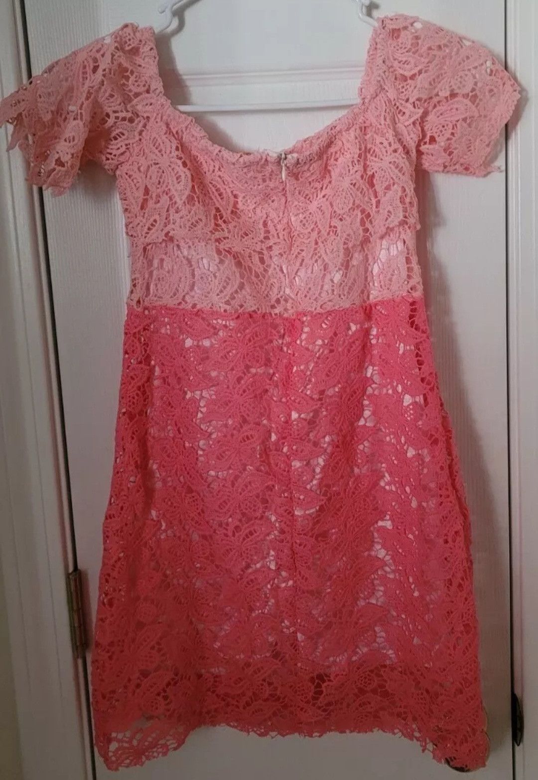 Other New Pink Ombre Flower Crochet Off Shoulder Dress Small Size S / US 4 / IT 40 - 2 Thumbnail