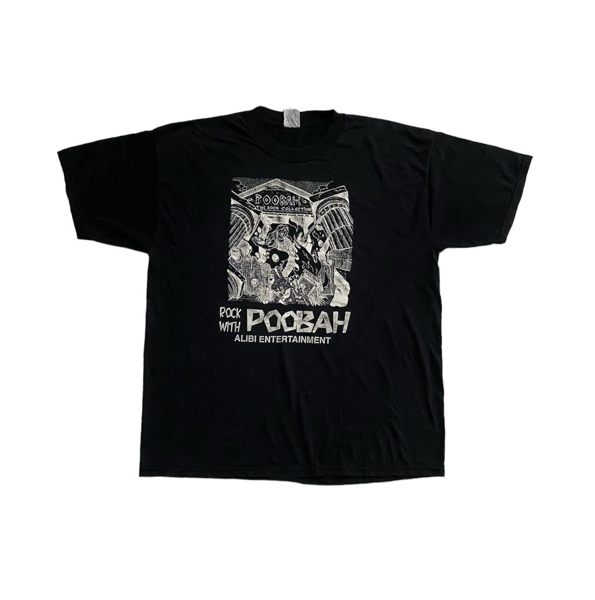 Image of Band Tees x Rock Band Vintage 70's Poobah Band Jerzees 50/50 Tees in Black, Men's (Size XL)