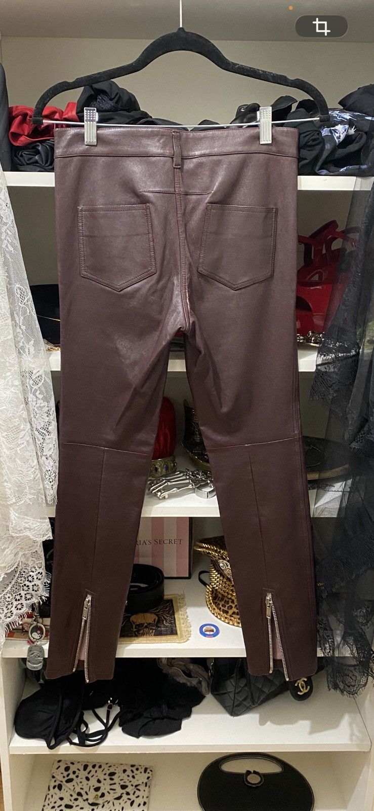 Givenchy Givency leather pants, burgundy (rare luxury) Size 24" / US 00 / IT 34 - 14 Thumbnail