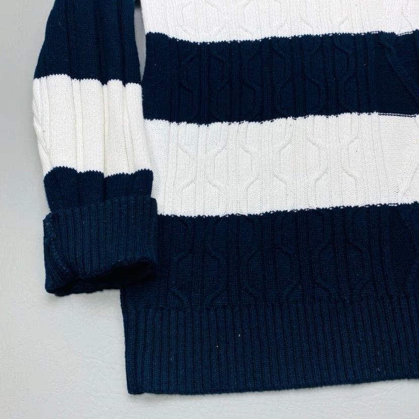 Nautica Nautica Sweater Mens 2XL Navy Blue White Cable Knit Fisherman Coastal Preppy Size US XXL / EU 58 / 5 - 3 Thumbnail