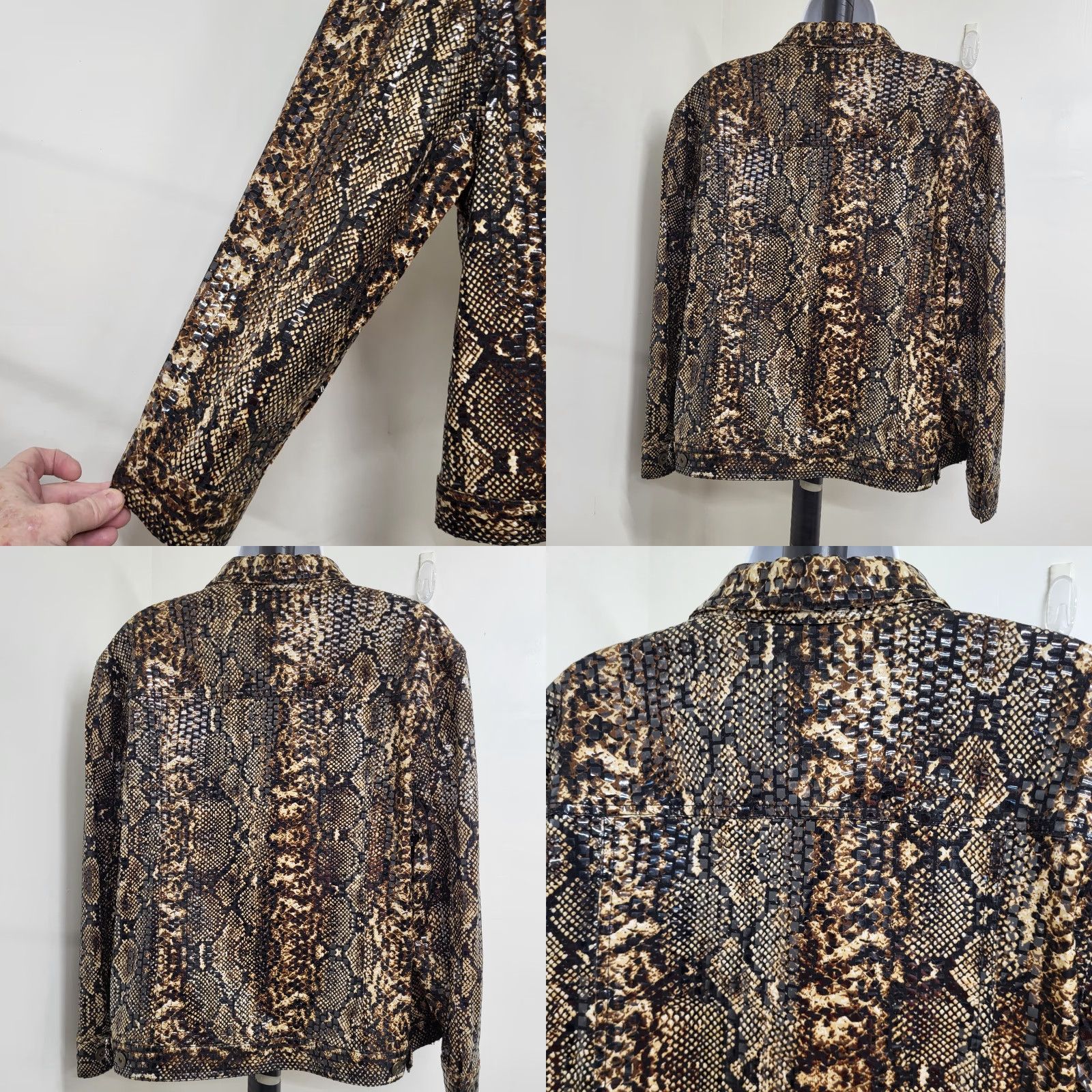 Vintage Ruby Rd. Snakeskin Jacket Women's Size 18 Brown/Tan/Black Shimmer Textured EUC Jacket Size XXL / US 16-18 / IT 52-54 - 8 Thumbnail