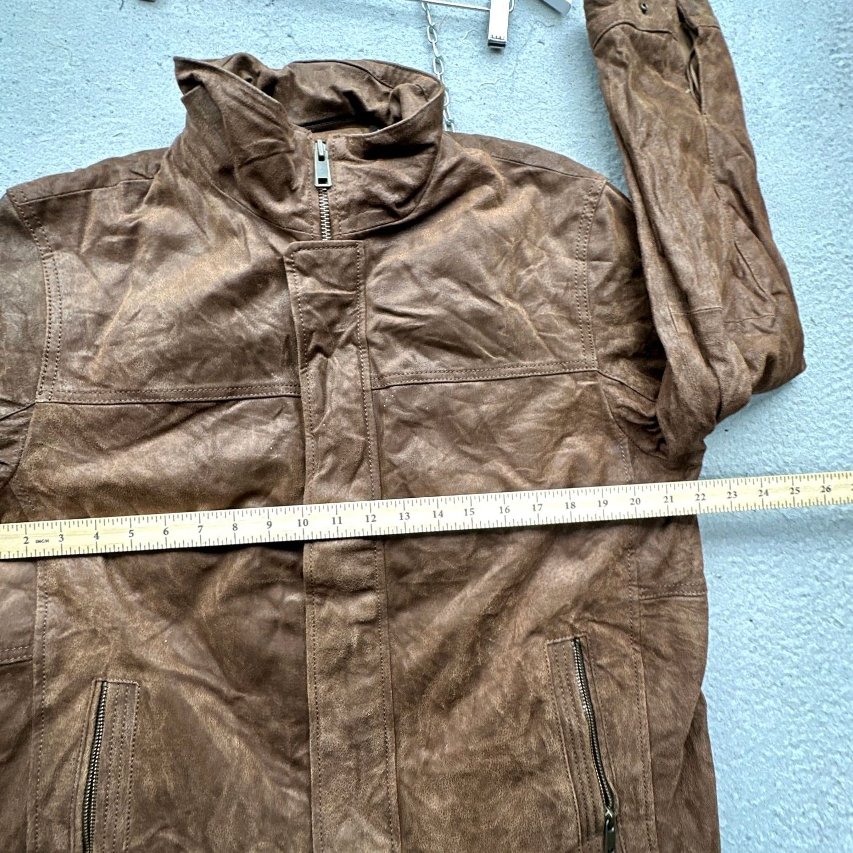 Roundtree & Yorke Roundtree & Yorke Suede Leather Jacket Mens M Lined Brown Full Zip Bomber Jacket Size US M / EU 48-50 / 2 - 5 Thumbnail