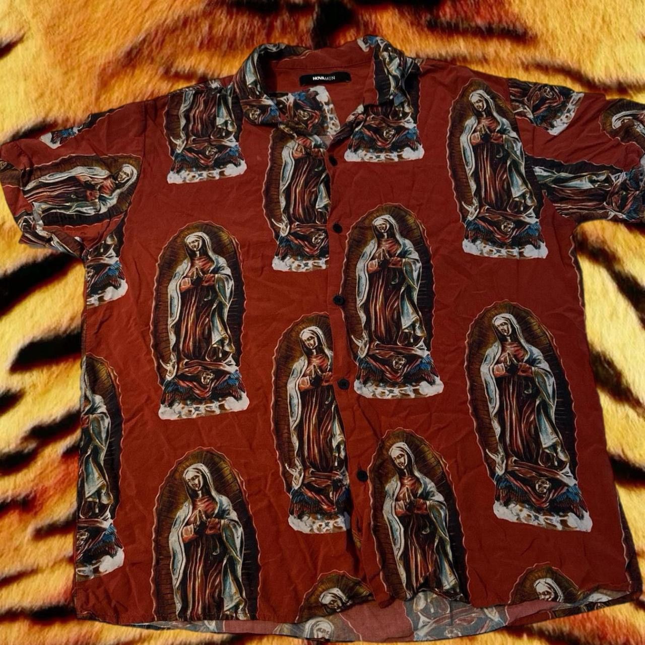 Fashion Nova × Vintage Burgundy Santa Maria de Guadalupe button-up Size US M / EU 48-50 / 2 - 1 Thumbnail