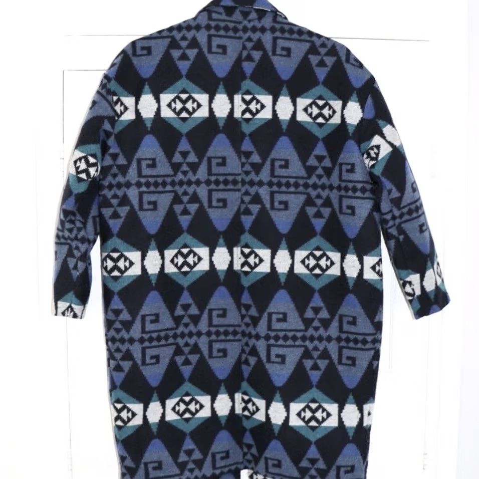 Other VINTAGE Aztec Jacket Acrylic Wool Blend Size Medium Women’s Mid Length Blue Mix Vgc Used Size M / US 6-8 / IT 42-44 - 2 Thumbnail