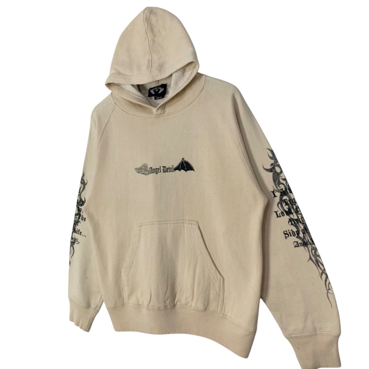 Vintage Vintage 90s Angel Devil Hoodie Sweatshirt Pull Over Size US M / EU 48-50 / 2 - 3 Thumbnail