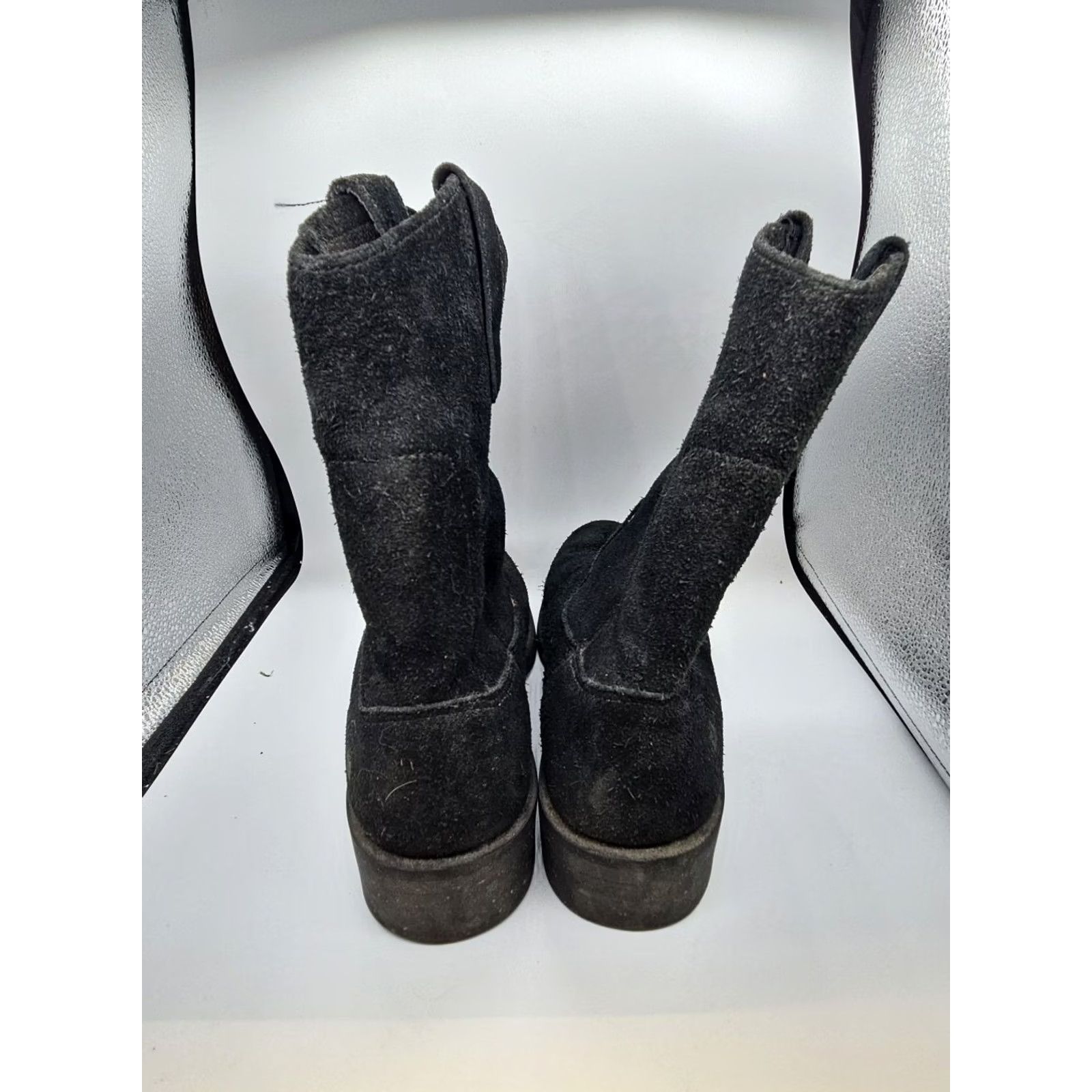 Vintage Brahma Black Leather Engineer Boots Womens 8.5 Workwear Grunge Distressed Steel Toe Round Toe Pull On Boots Size US 9 / IT 39 - 3 Thumbnail