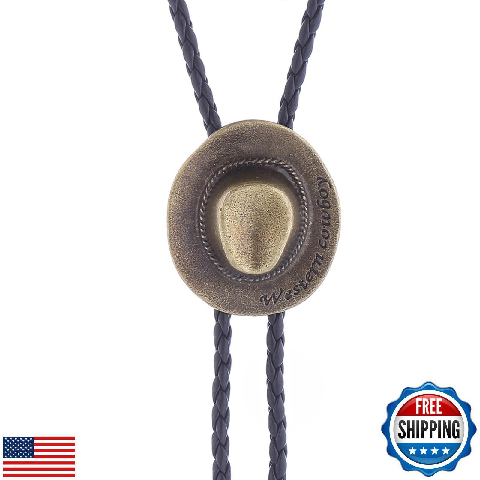 Designer Western Vintage Bolo Tie Leather Necktie Cowboy Hat New Size ONE SIZE - 2 Thumbnail