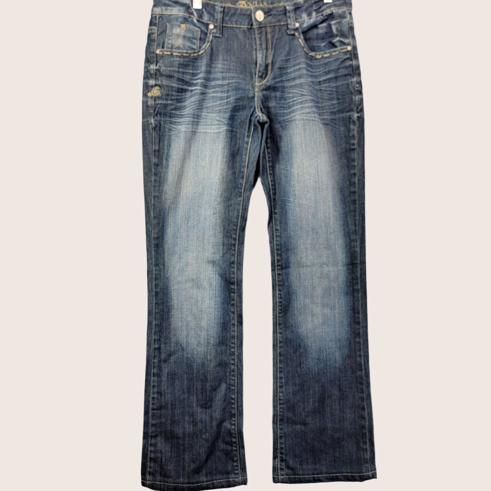 Denime Adiktd Jeans Women’s 8 w30 Blue Denim Designer Wide-Leg 90s Bohemian Rock Jeans Size 30" / US 8 / IT 44 - 1 Thumbnail