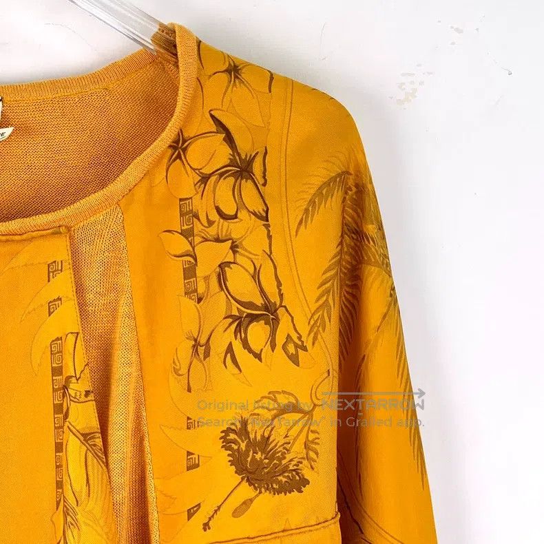 Hermes Hermes Orange floral print linen round neck long-sleeve kn Size XXS / US 00 / IT 34 - 3 Thumbnail