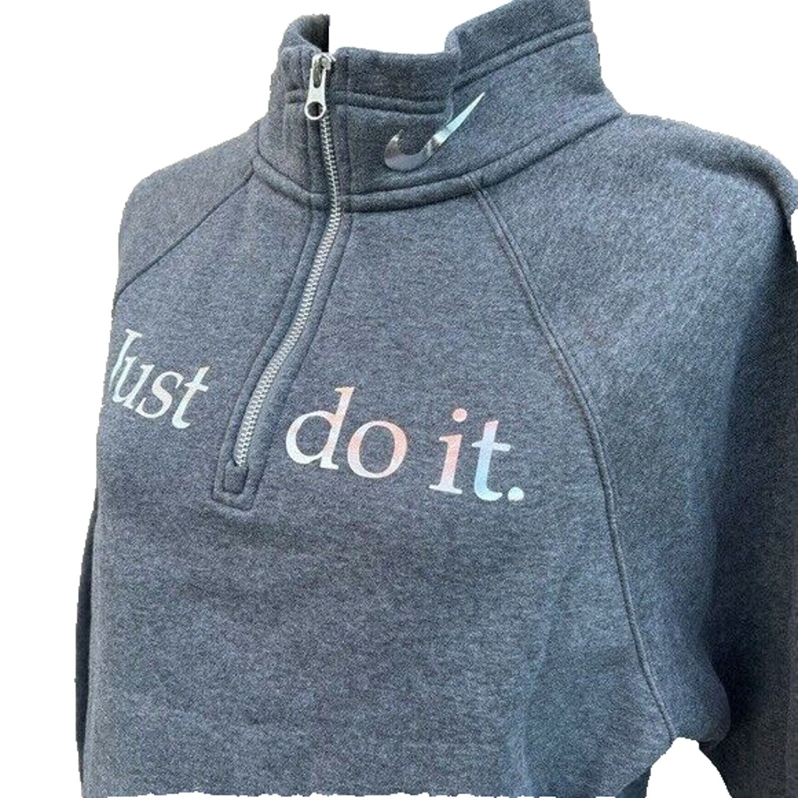 Nike Nike Women's Grey Cropped French Terry Top size S A000236 Size S / US 4 / IT 40 - 2 Thumbnail