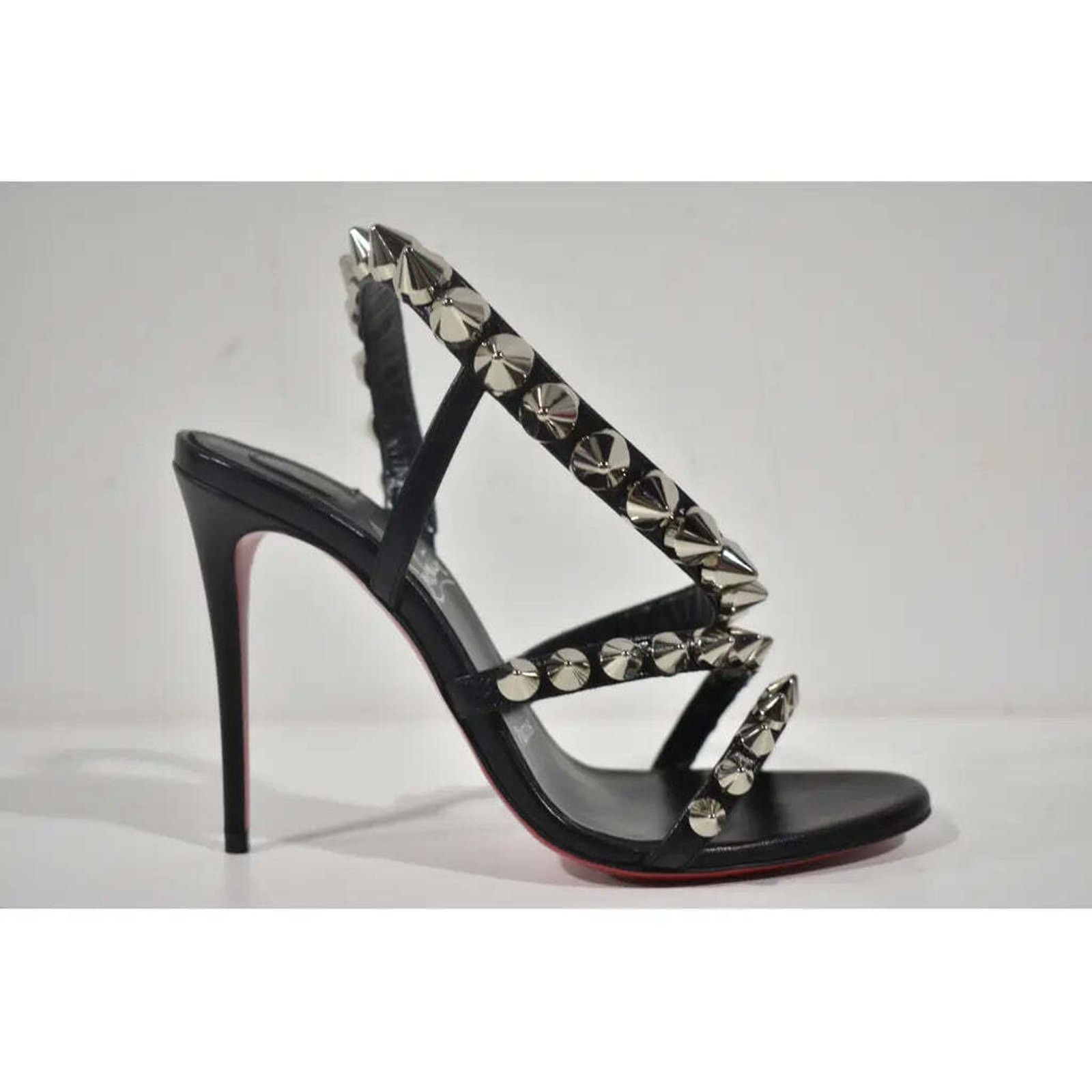 Christian Louboutin Spikita Strap 100 Black Spike Strappy Sandal Heel Pump 35 Size US 5 / IT 35 - 2 Thumbnail