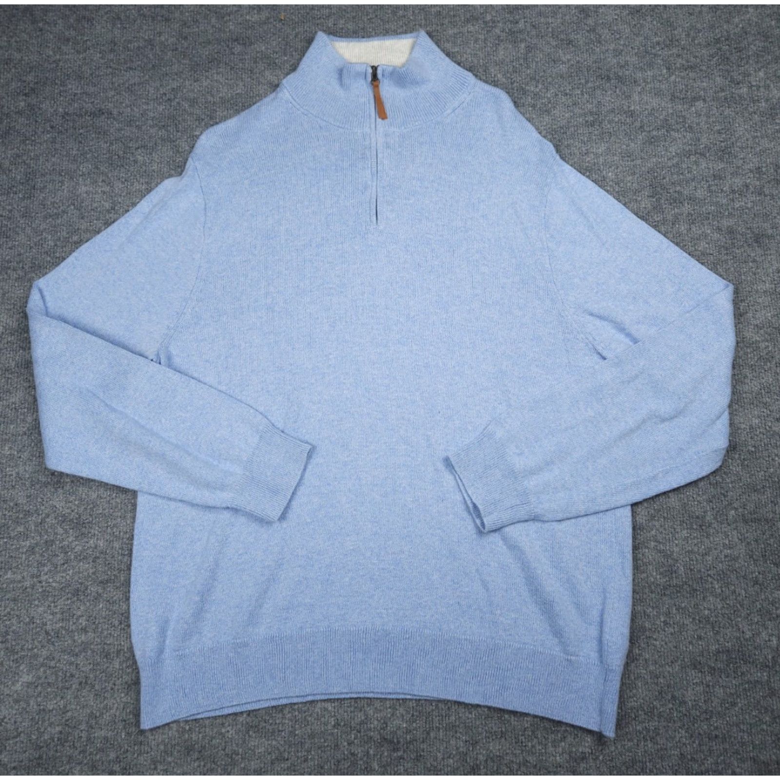 J.Crew J. Crew Sweater 1/4 Zip Men's XL Blue 100% Cotton Super Soft EUC Pullover Mock Neck Knit Regular Size US XL / EU 56 / 4 - 2 Thumbnail