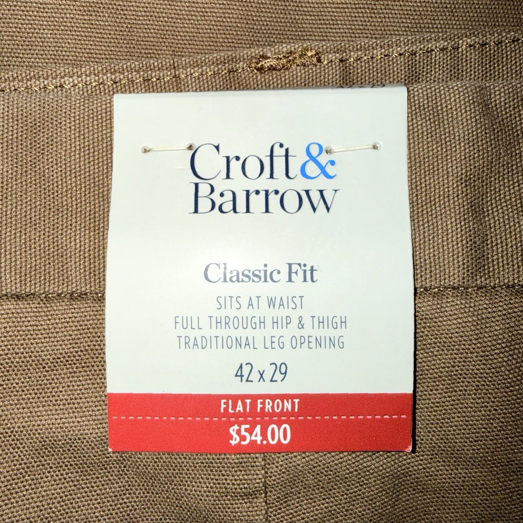 Croft & Barrow NWT Croft & Barrow Brown Chino Pants Classic Fit Mens Size 42x29 Size US 42 / EU 58 - 4 Thumbnail