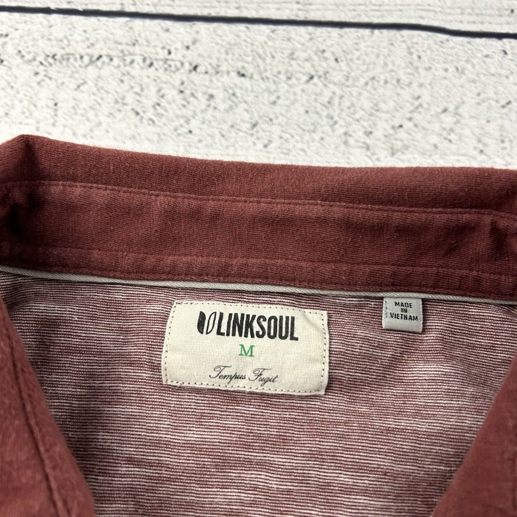 Vintage Linksoul Short Sleeve Striped Button-Up Polo Shirt Men's M Maroon Red Shirt Buttons, Mens, Button, Polo, Short Sleeve, Striped, Cotton Size US M / EU 48-50 / 2 - 3 Thumbnail
