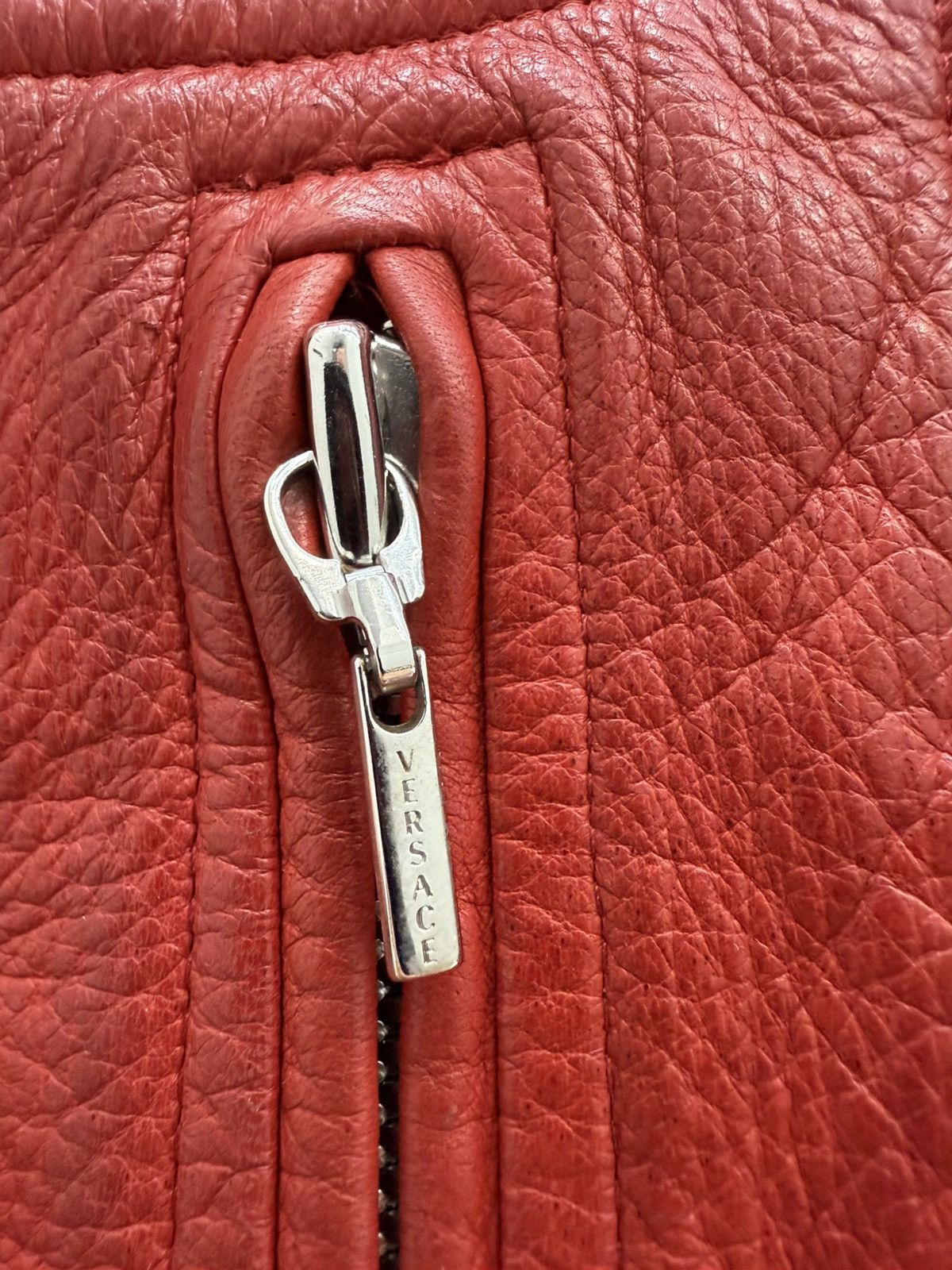 Versace Archive Versace Red Tweed Leather Parts Heavy Wool Jacket Size M / US 6-8 / IT 42-44 - 6 Thumbnail