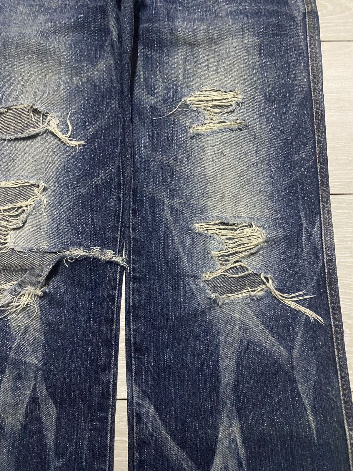 Junya Watanabe Edwin Blue Trip Thunder Faded Ripped Loose Jeans Size US 30 / EU 46 - 9 Thumbnail