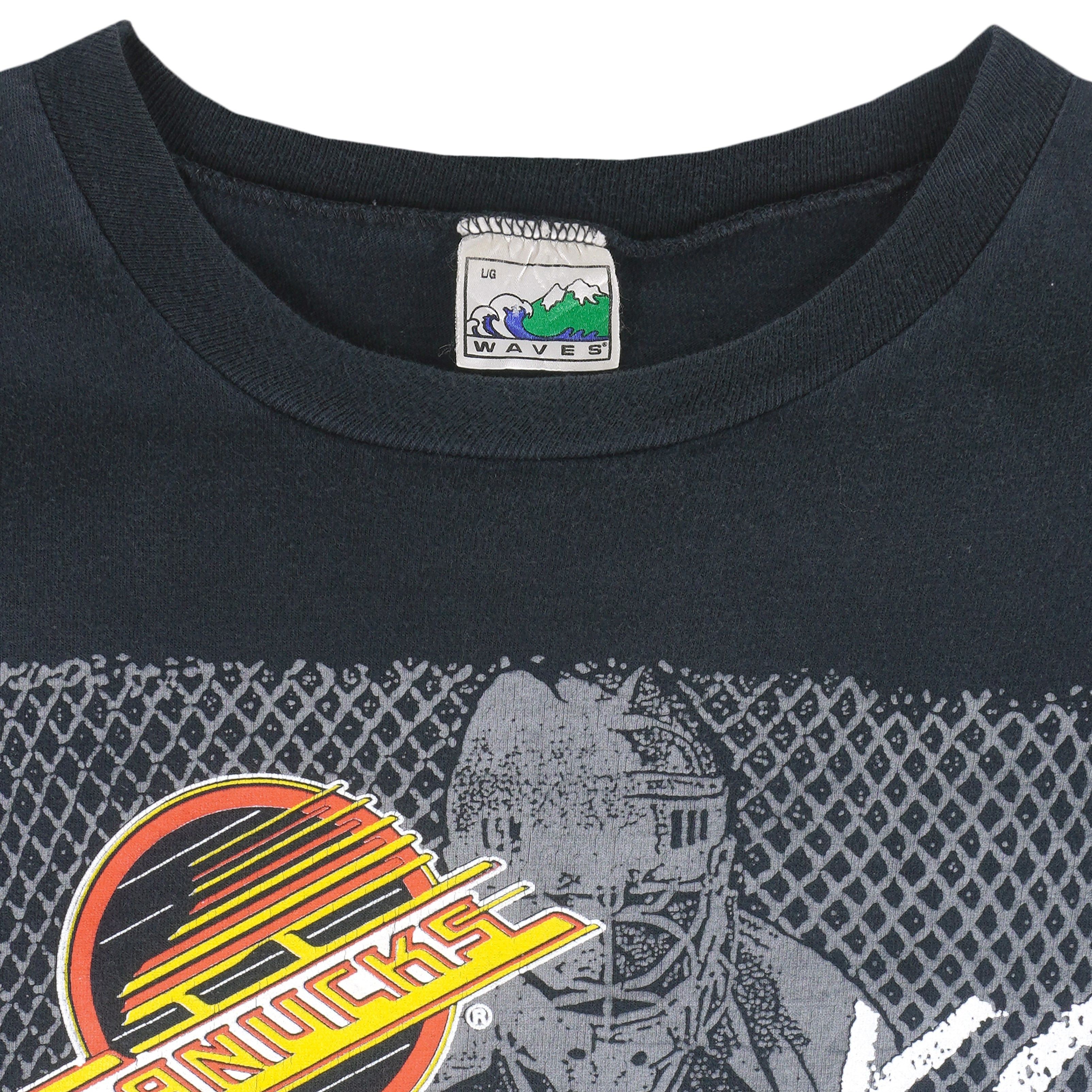 NHL (Waves) - Vancouver Canucks Single Stitch T-Shirt 1990 Size US L / EU 52-54 / 3 - 4 Thumbnail