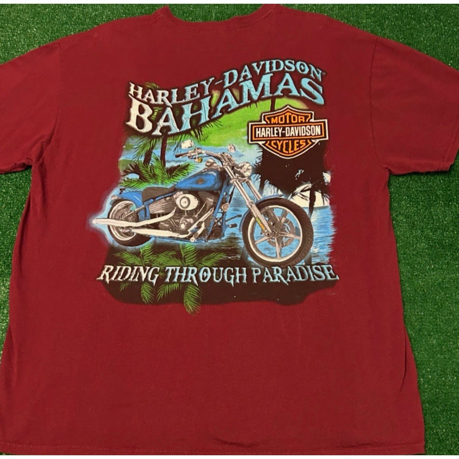 Harley Davidson VINTAGE Harley-Davidson Shirt Mens XL Burgundy 90s Y2K Biker Bahamas Paradise VTG Logo Shirt Mens XL Size US XL / EU 56 / 4 - 4 Thumbnail