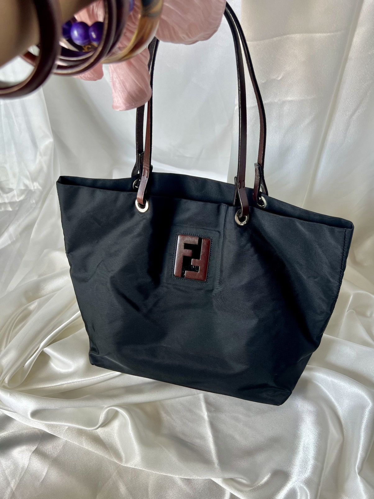 Fendi Fendi Nylon FF Logo Tote – Black Size ONE SIZE - 1 Thumbnail