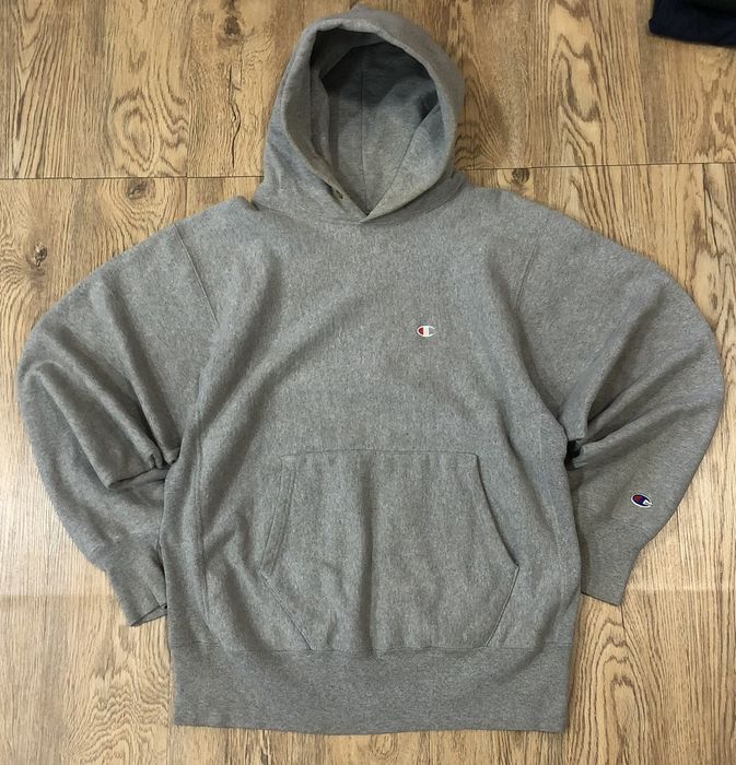 Plain grey champion discount hoodie