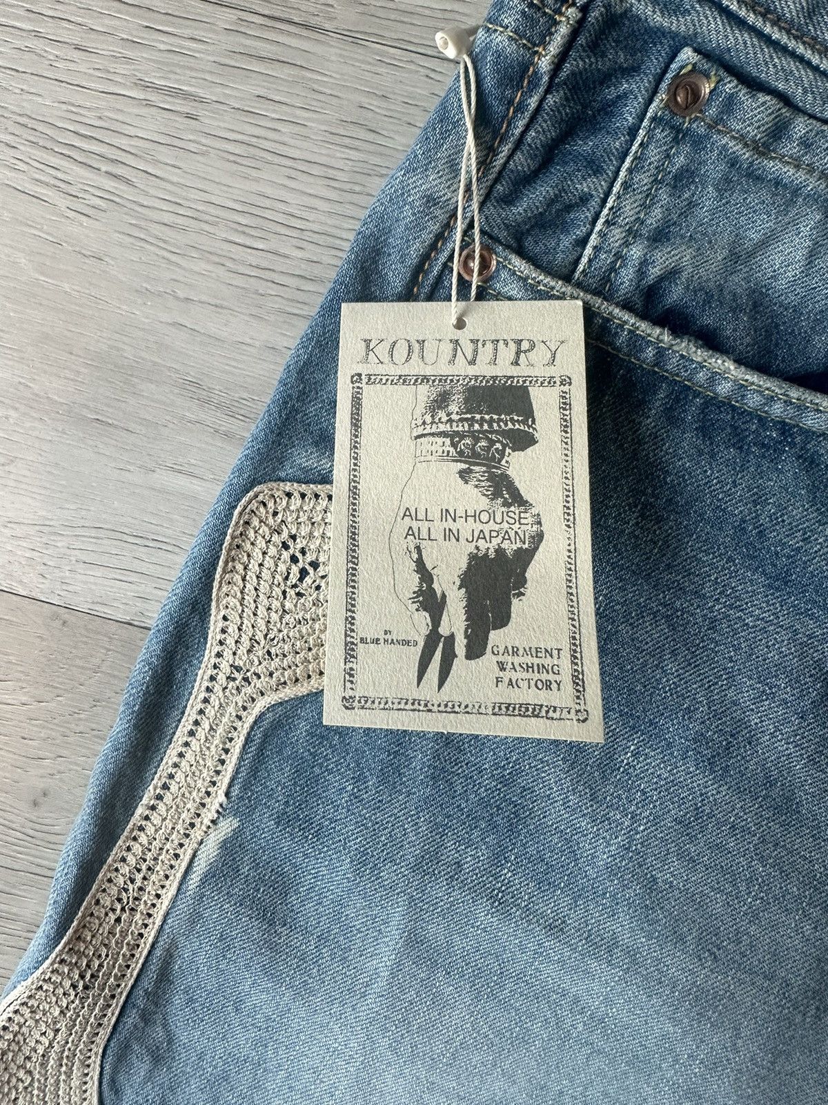 Japanese Brand × Kapital × Kapital Kountry Kapital 14oz Denim 5P Short Pants (Bone Embroidery) Size US 32 / EU 48 - 2 Thumbnail